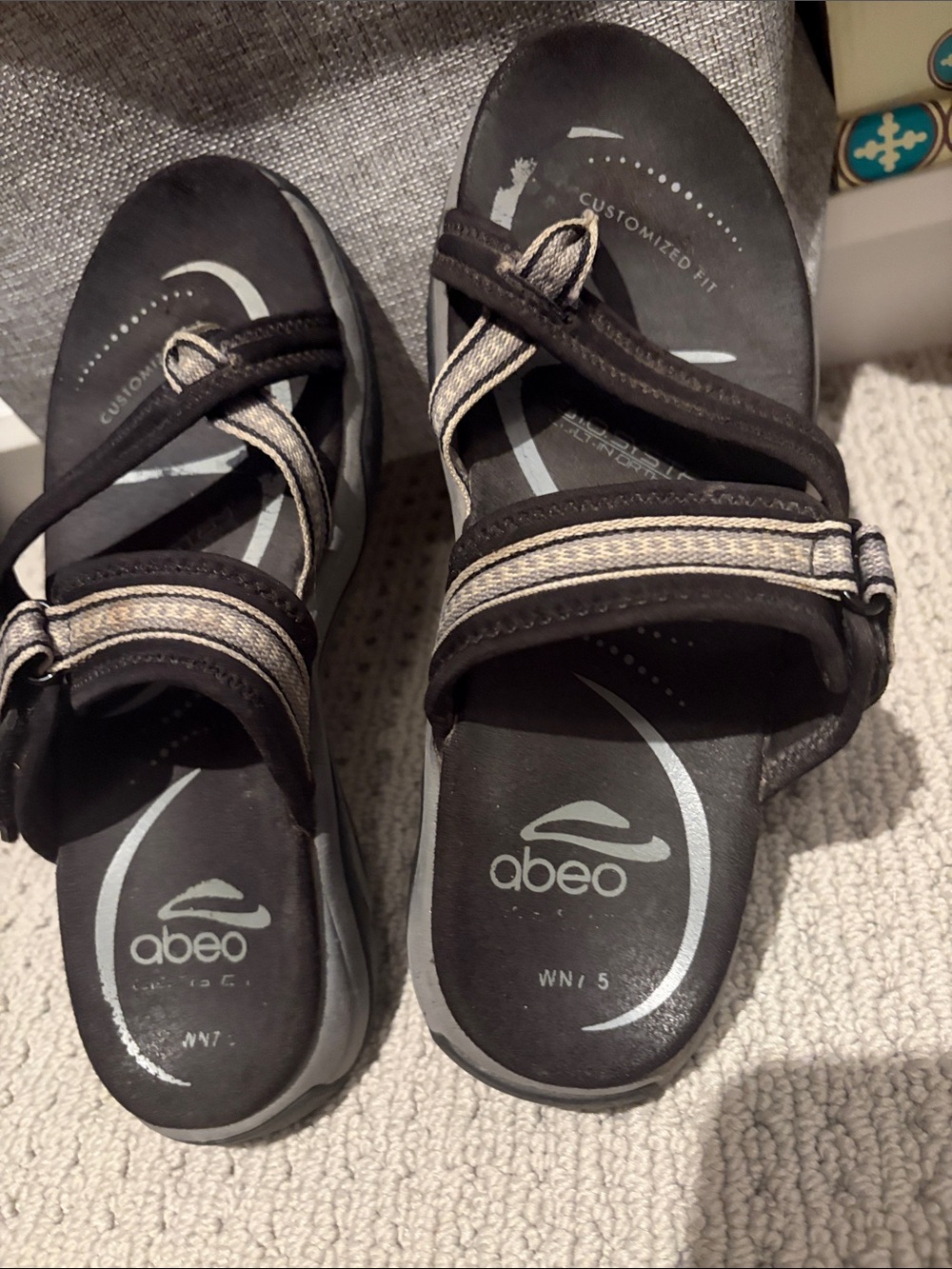 Abeo Black and Gray Women's Adjustable Sport Sandals
